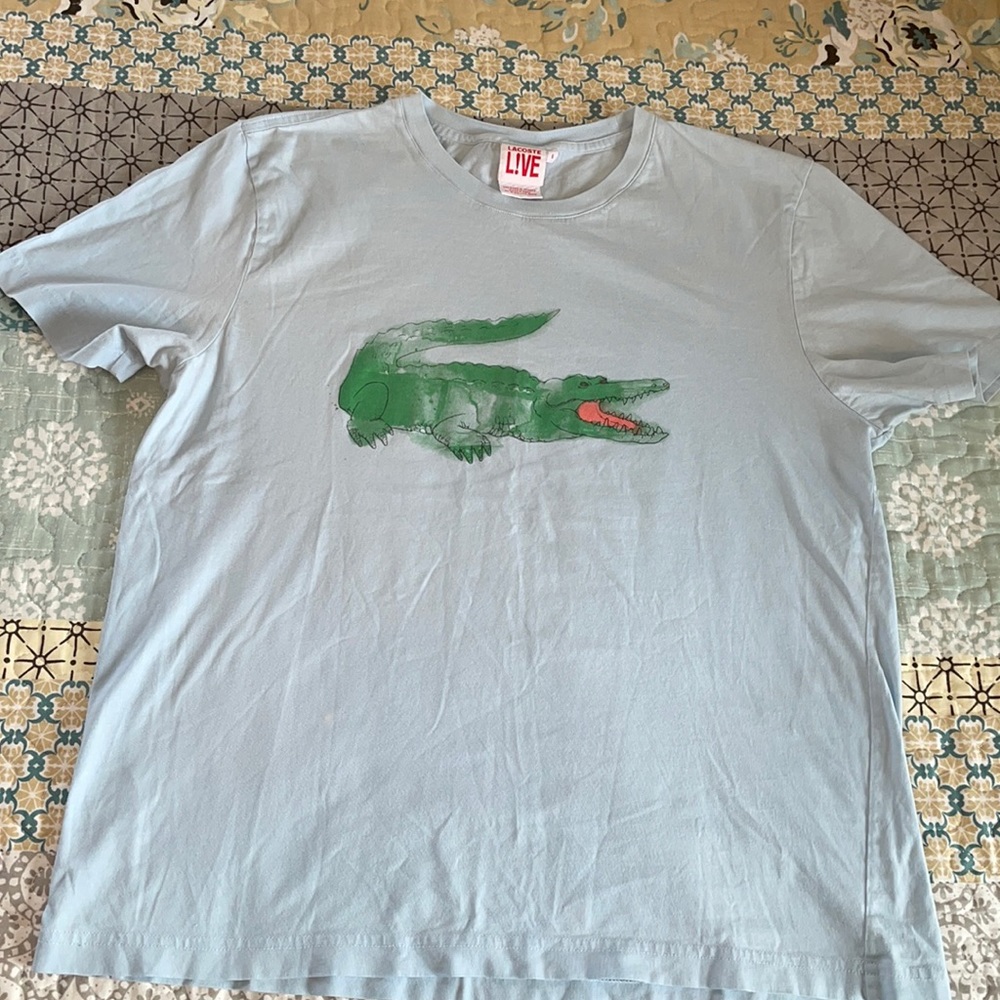 Vintage Lacoste Live Tshirt, Light Blue, Size Large